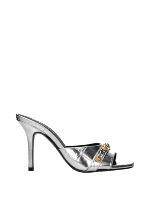 Versace Gray Leather Stiletto Heel Sandals - EU36/US6