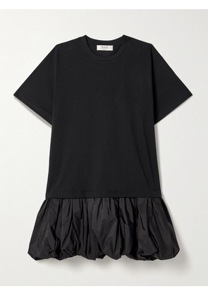 Sea - Belen Gathered Cotton-jersey And Taffeta Mini Dress - Black - xx small,x small,small,medium,large,x large