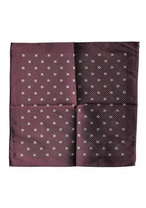 Dolce & Gabbana Maroon Logo Silk Square Handkerchief  Scarf