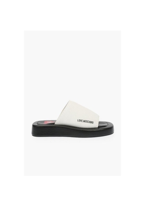 Moschino Black And White Leather Slides - EU39/US9