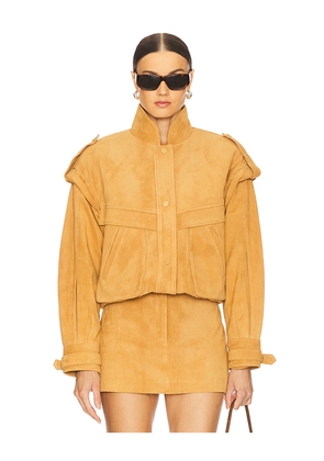 AEXAE Leather Suede Oversized Jacket in Brown. Size M. Also in S, XS, XXS.