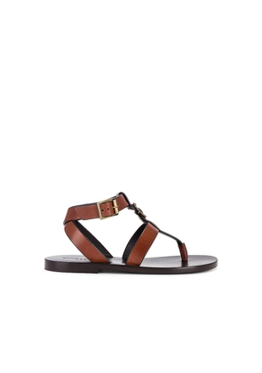Saint Laurent Brown Calfskin Flip-Flop Sandals - EU35/US5