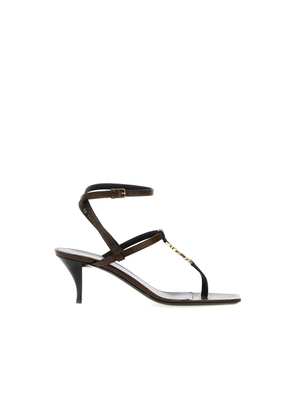 Saint Laurent Brown Calfskin Flat Sandals - EU36/US6