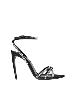 Saint Laurent Black Silk Stiletto Heel Sandals - EU37/US7
