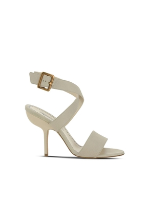 Manolo Blahnik White Calfskin Stiletto Heel Sandals - EU36/US6