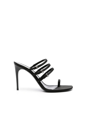 Saint Laurent Black Silk Stiletto Heel Sandals - EU36.5/US6.5