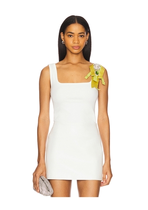 AREA Crystal Bow Tank Top in White. Size S. Also in M.