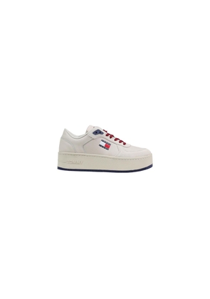 Tommy Hilfiger Jeans Beige Leather Platform Sneakers - EU41/US11