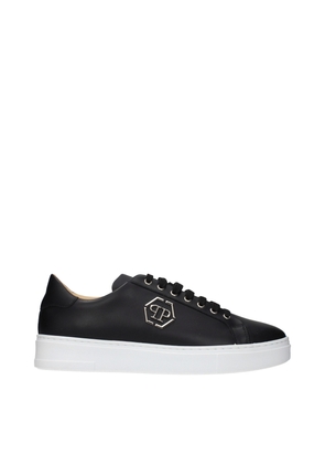 Philipp Plein Black Leather Low Top Sneakers - EU44/US11