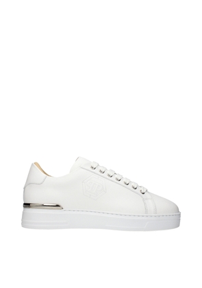 Philipp Plein White Leather Low Top Sneakers - EU40/US7