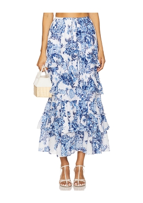 Cinq a Sept Costal Bouquet Kandra Skirt in Blue. Size 10. Also in 12, 2, 4, 8.