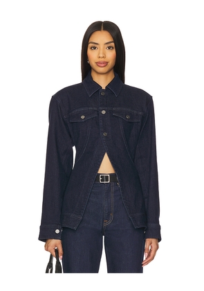 AFRM The Peplum Denim Jacket in Blue. Size M. Also in S, XS, XXS.