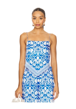 Alice + Olivia Yuri Scarf Top in Blue. Size M. Also in S.