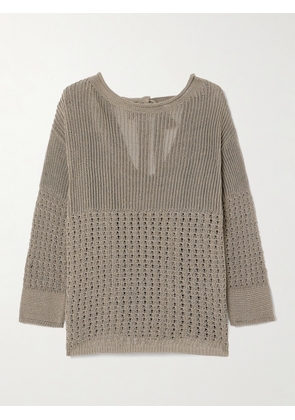Max Mara - Paggi Crocheted Cotton-blend Sweater - Neutrals - x small,small,medium,large,x large