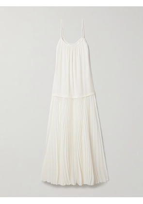 Zimmermann - Crepe De Chine And Plissé-chiffon Maxi Dress - Cream - 00,1,2,3,4