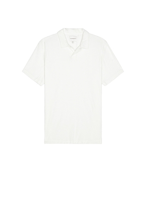 Club Monaco Loop Terry Johnny Collar Polo in White. Size S. Also in L.