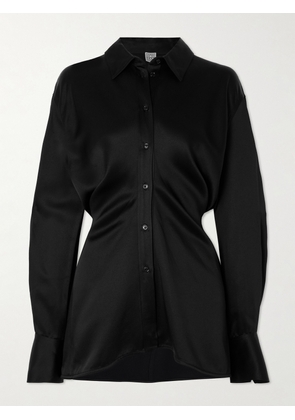 TOTEME - Gathered Satin-crepe Shirt - Black - DK32,DK34,DK36,DK38,DK40,DK42