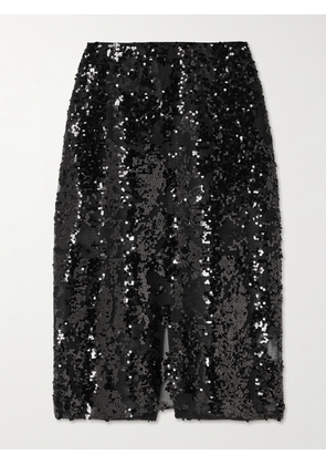 Victoria Beckham - Sequined Tulle Midi Skirt - Black - UK 4,UK 6,UK 8,UK 10,UK 12,UK 14