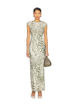 AFRM Cody Dress in Beige,Dark Green. Size L. Also in S, XL, XS, XXS.