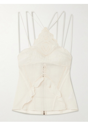 Isabel Marant - Leana Ruffled Broderie Anglaise Ramie Camisole - Neutrals - FR 34,FR 36,FR 38,FR 40,FR 42