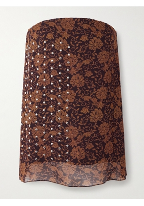 Dries Van Noten - Embellished Crepe Bustier Top - Brown - FR 34,FR 36,FR 38,FR 40,FR 42,FR 44
