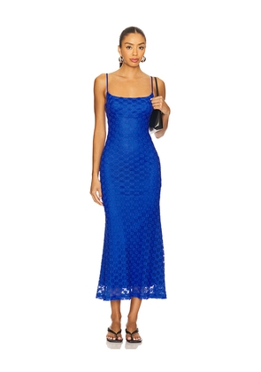 Bardot Adoni Mesh Midi Dress in Royal. Size 2. Also in 4, 6.