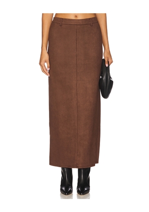 ALL THE WAYS Bailey Faux Suede Skirt in Brown. Size M. Also in L, S, XL, XS, XXS.