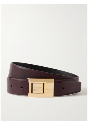 SAINT LAURENT - Textured-leather Belt - Purple - 65,70,75,80,85,90,95