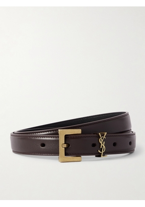 SAINT LAURENT - Cassandre Leather Belt - Burgundy - 70,75,80,85,90,95,100
