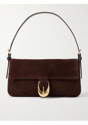 STAUD - Harlow Buckled Suede Shoulder Bag - Brown - One size