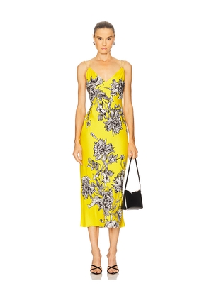 Alice + Olivia Kiro Midi Dress in Yellow. Size 10. Also in 4, 6, 8.