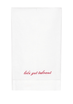 Abbode Let's Get Takeout Tea Towel in White.