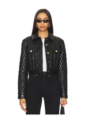 Alice + Olivia Chloe Quilted Faux Leather Jacket in Black. Size M. Also in XS.