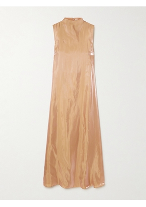 STAUD - Araya Metallic Organza Turtleneck Maxi Dress - Gold - x small,small,medium,large,x large