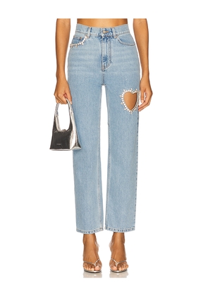 AREA Crystal Heart Jean in Blue. Size 25. Also in 28.