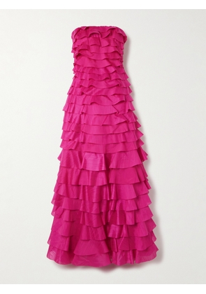 Aje - Fleur Strapless Ruffled Tiered Gauze Gown - Purple - UK 4,UK 6,UK 8,UK 10,UK 12,UK 14,UK 16