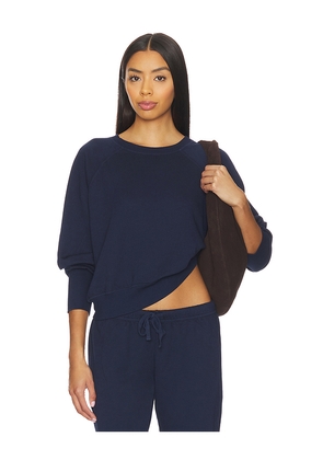 Bobi Long Sleeve Raglan Sweatshirt in Navy. Size L. Also in S, XS.