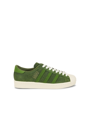 adidas Originals Superstar Vintage Sneaker in Green. Size 8. Also in Mens 6 / Womens 7, Mens 6.5 / Womens 7.5, Mens 7 / Womens 8, Mens 7.5 / Womens 8.