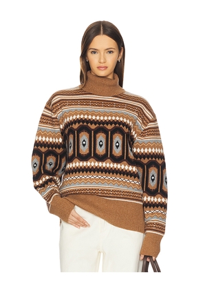 ALIGNE Christine Fairisle Pullover in Brown. Size M. Also in S, XS.