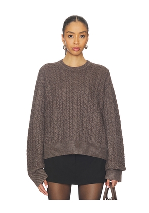 EAVES Laci Cable Crewneck in Brown. Size L. Also in M, S, XL, XS, XXS.