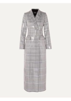 RASARIO - Sequined Checked Double-breasted Tweed Coat - Gray - FR 34,FR 36