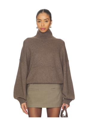 EAVES Ellara Oversized Knit Mock Neck in Taupe. Size L. Also in M, S, XL, XS, XXS.