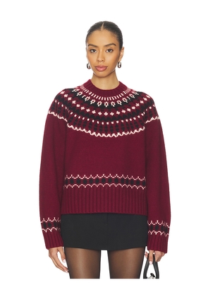 EAVES Abbey Fairisle Sweater in Burgundy. Size L. Also in M, S, XL, XS, XXS.