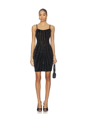 BALMAIN Thin Straps Zebra Mini Dress in Black. Size 2. Also in 1, 3.