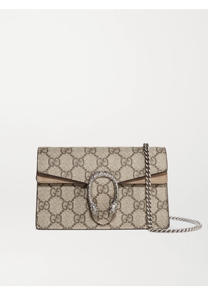 Gucci - Dionysus Mini Printed Coated-canvas And Suede Shoulder Bag - Neutrals - One size