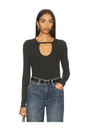 Bobi Front Keyhole Tee in Dark Green. Size L. Also in M, S, XL, XS.