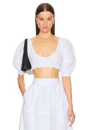 Helsa Poplin Cropped Peasant Top in White. Size L. Also in M.