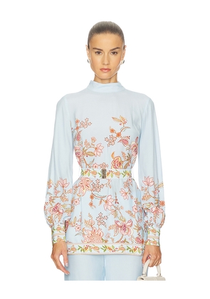 HEMANT AND NANDITA Scarf Neck Top in Baby Blue. Size L. Also in M, S, XL, XS, XXS.