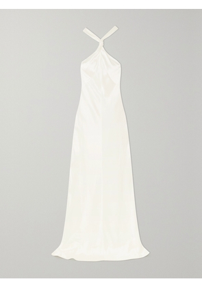 Galvan - Santorini Twisted Halterneck Silk-satin Gown - White - FR 34,FR 36,FR 38,FR 40,FR 42,FR 44