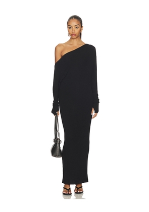 Enza Costa Knit Slouch Maxi Dress in Black. Size L. Also in M, S, XL, XS.